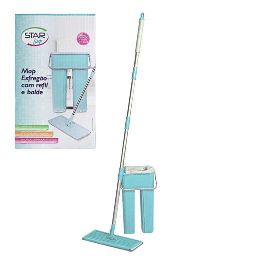 Rodo Flat Mop E Balde Lava E Seca Profissional Com 1 Refil 1000