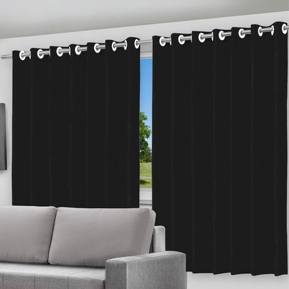 Cortina Blackout Preto com Ilhós 200x140cm Controle a Luz, o Calor e o Estilo da sua Casa