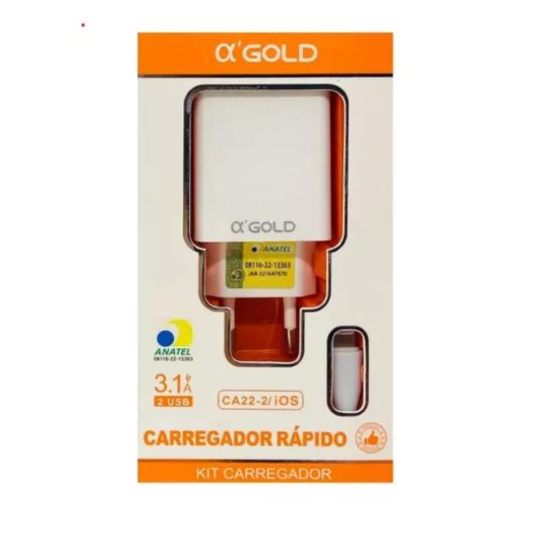 Carregador Rápido 2USB 3.1A Apple Lightning