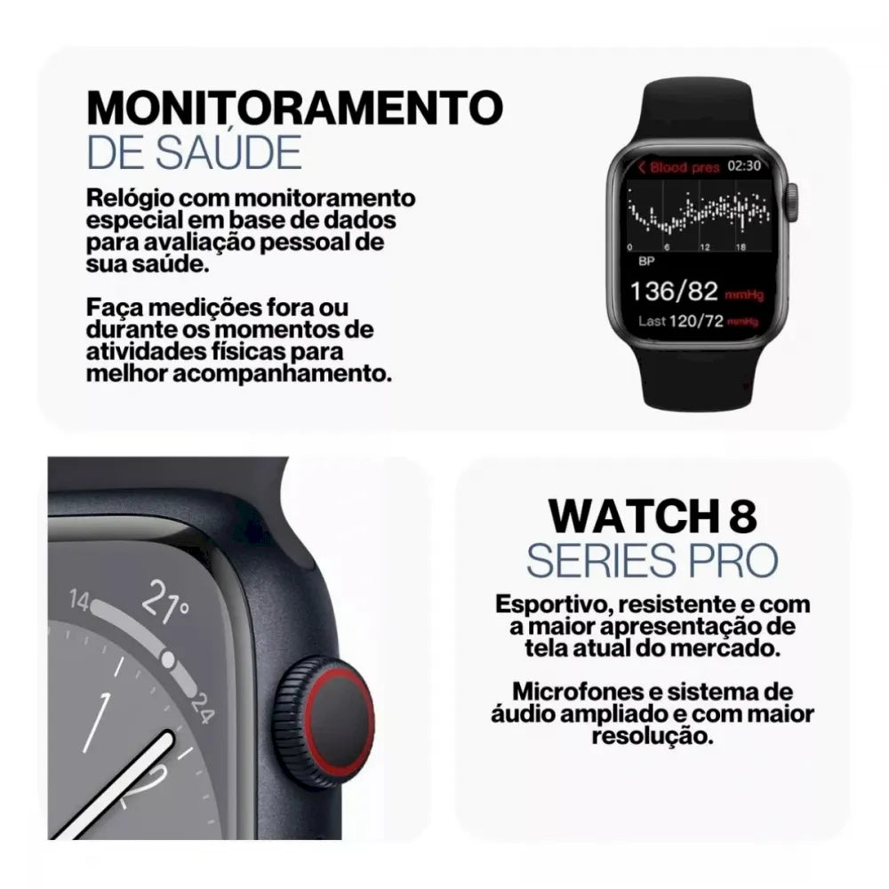 M8 PRO MAX - Smartwatch Tela Infinita, Design Moderno, Diversas Funções, Anatel