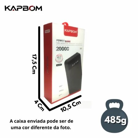 Power Bank Kapbom KA-968 20000mAh 4 em 1 - Energia Sem Limites!