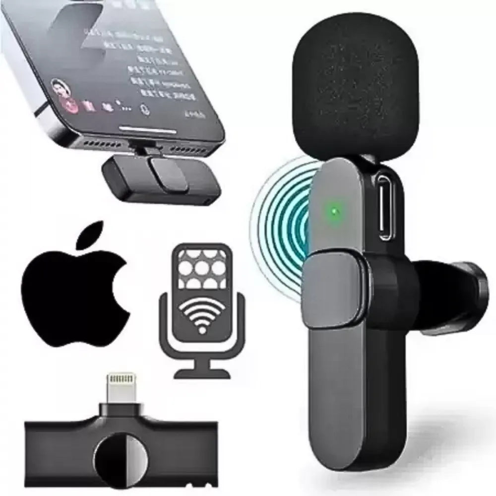 Microfone Lapela Wireless Lightning IOS K9-IP-2IN1 - Áudio Perfeito para Vídeos!