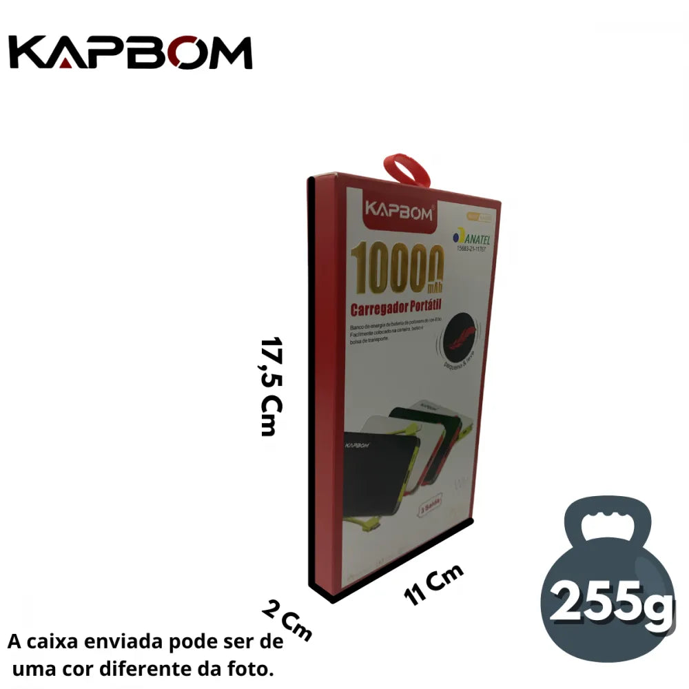 Power Bank Kapbom KA-956 10000mAh - Energia Portátil para Todas as Jornadas!