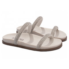 Sandália Papete Birken Strass Off White Arrasadora - Elegância Atemporal e Conforto