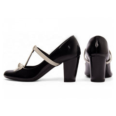 Sapato Boneca Mary Jane | Verniz Preto | Laço | Salto 7 cm | Elegante | Feminino