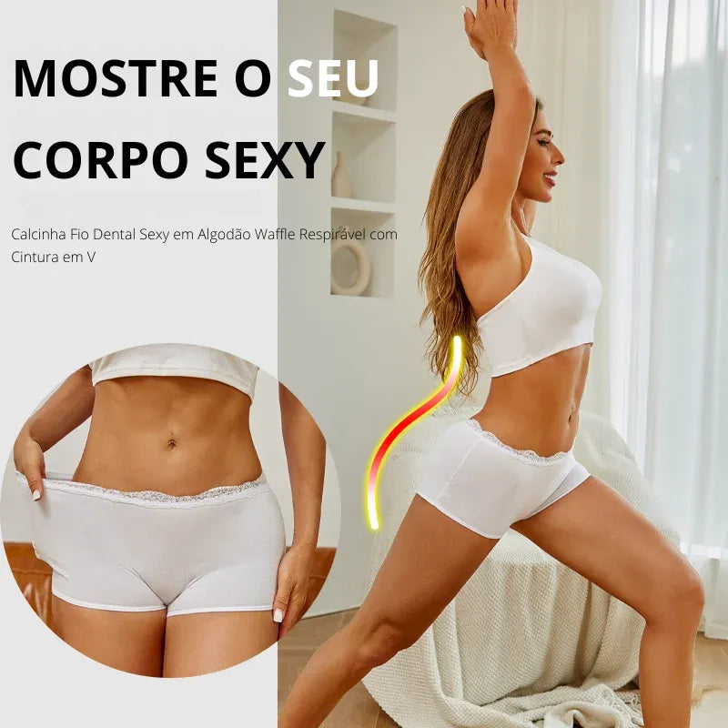 Calcinhas de Algodão Sem Costura - Renda Sexy - Boyshorts - Lingerie Feminina