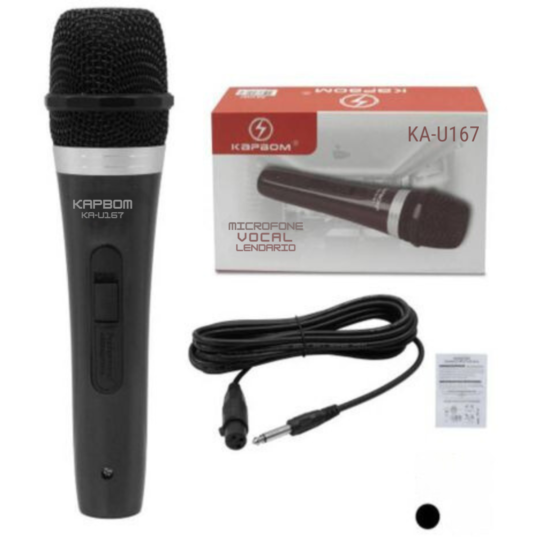 Microfone com Fio KA-U167 - Karaoke, Apresentações, Palestras, Alta Fidelidade