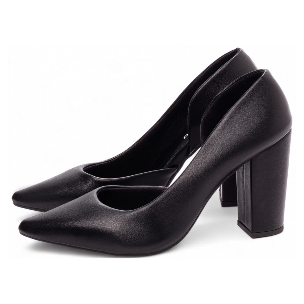 Scarpin Aberto Napa Preto Salto 8,5cm | Domine a Cena com Liberdade e Elegância