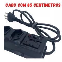 Régua 3 Tomadas - Proteção - Fusível - Chave Liga - LED - Preto.