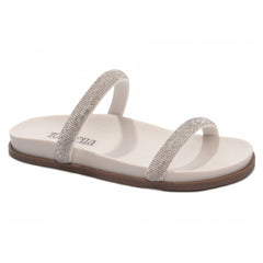 Sandália Papete Birken Strass Off White Arrasadora - Elegância Atemporal e Conforto