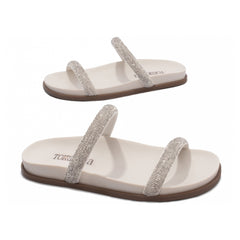 Sandália Papete Birken Strass Off White Arrasadora - Elegância Atemporal e Conforto