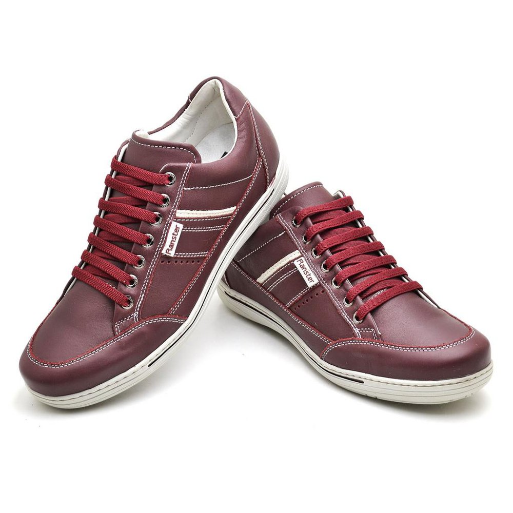 Sapatênis Casual Conforto em Couro Floater Premium Vermelho