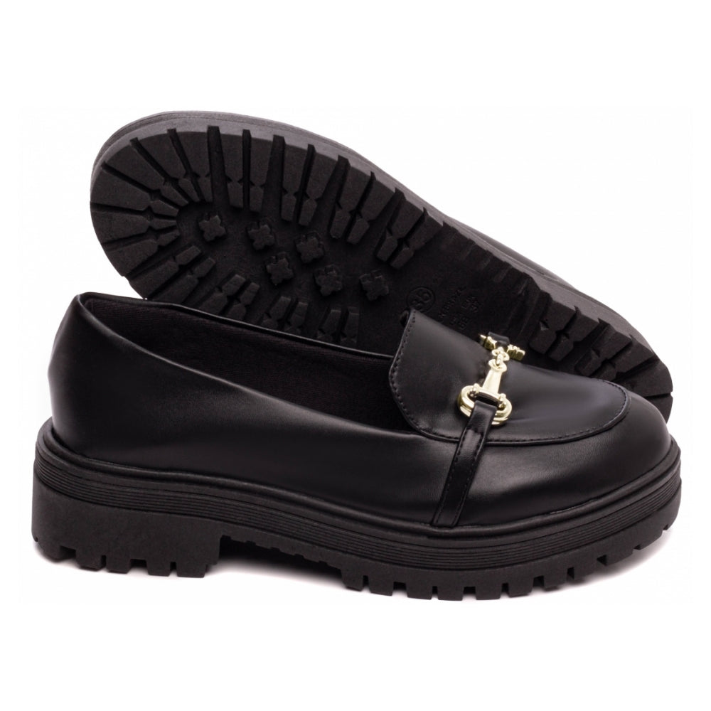 Mocassim Feminino Tratorado Napa Preto Elegância Conforto Autêntico