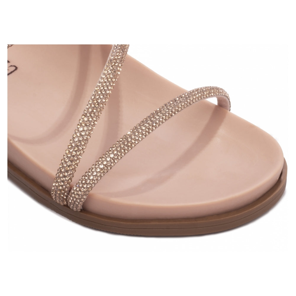 Sandália Papete Birken Strass Rose Arrasadora - Charme e Conforto