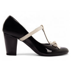 Sapato Boneca Mary Jane | Verniz Preto | Laço | Salto 7 cm | Elegante | Feminino