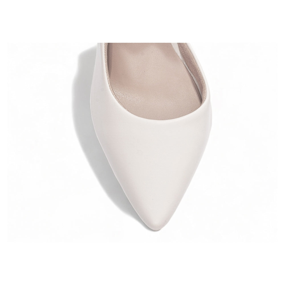 Scarpin Aberto Napa Off White Salto 8,5cm | Domine a Cena com Elegância e Sofisticação 