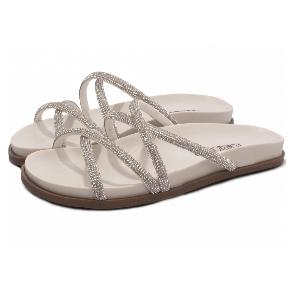 Sandália Papete Birken Strass Off White Arrasadora - Elegância e Conforto