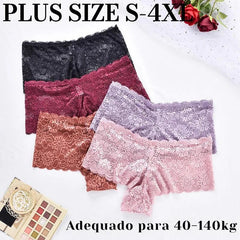 3 peças / Conjunto de Calcinhas de renda floral plus size