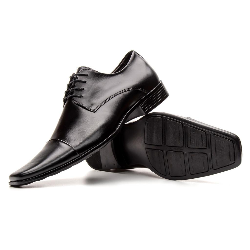 Sapato Social Derby Italiano em Couro Premium Preto e Marrom