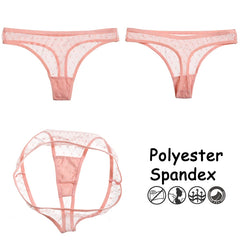 3 Peças / Conjunto de Tangas Sexy de Renda - Costas em T, Transparente