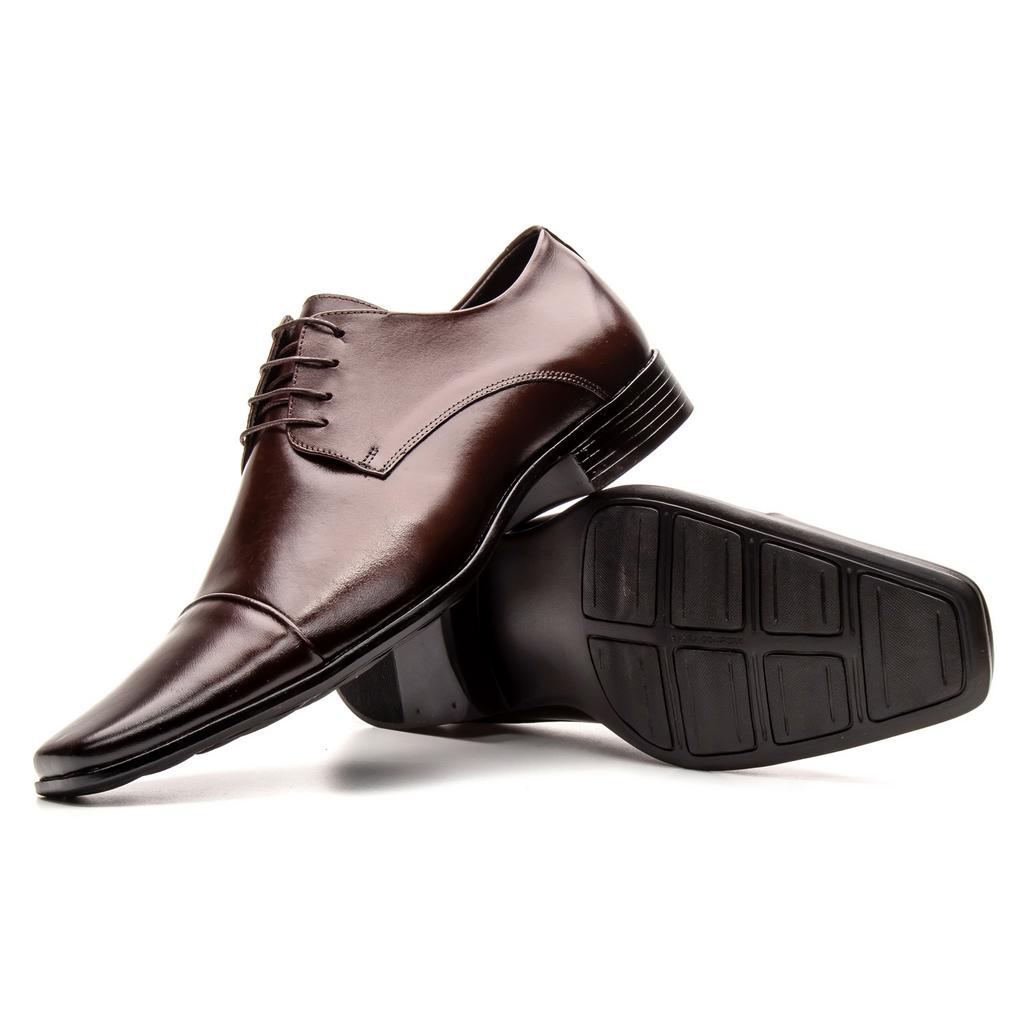 Sapato Social Derby Italiano em Couro Premium Preto e Marrom