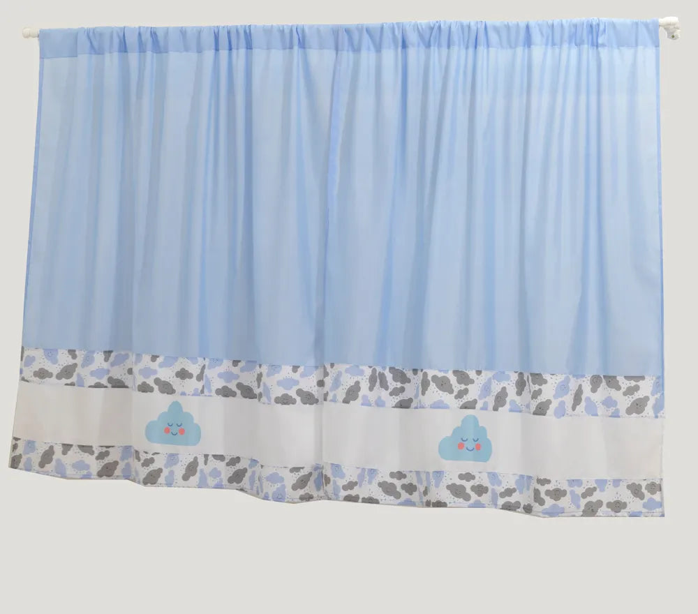 Cortina Infantil Nuvem Azul para Varão Simples 200x170cm Um Toque de Delicadeza e Alegria para o Quarto do seu Anjo!