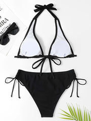 Biquíni 2 Peças Feminino: Top Halter com Amarração e Calcinha - Moda Praia Verão