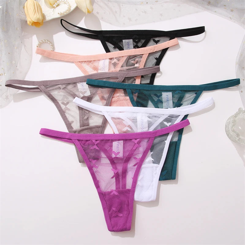 Tanga de Renda Fio Dental Sexy Conforto Transparente Cintura Baixa Luxo