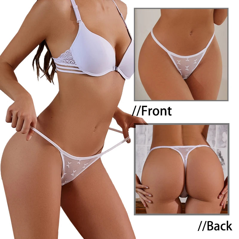 4 Peças / Conjunto de Lingerie Transparente de renda sexy Conforto e Estilo