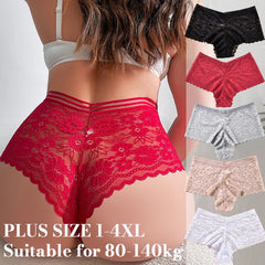 3PCS Women's Panties Lingeries Plus Size Lace Underwear High Waist Briefs Sexy Panties Sheer Intimates Women's Lingeries Cheeky