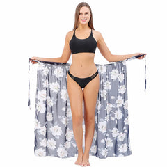 Saída de Praia Longa: Sarong Longo com Estampa para Biquíni - Tecido Chiffon Leve e Confortável - Ideal para Praia e Piscina!