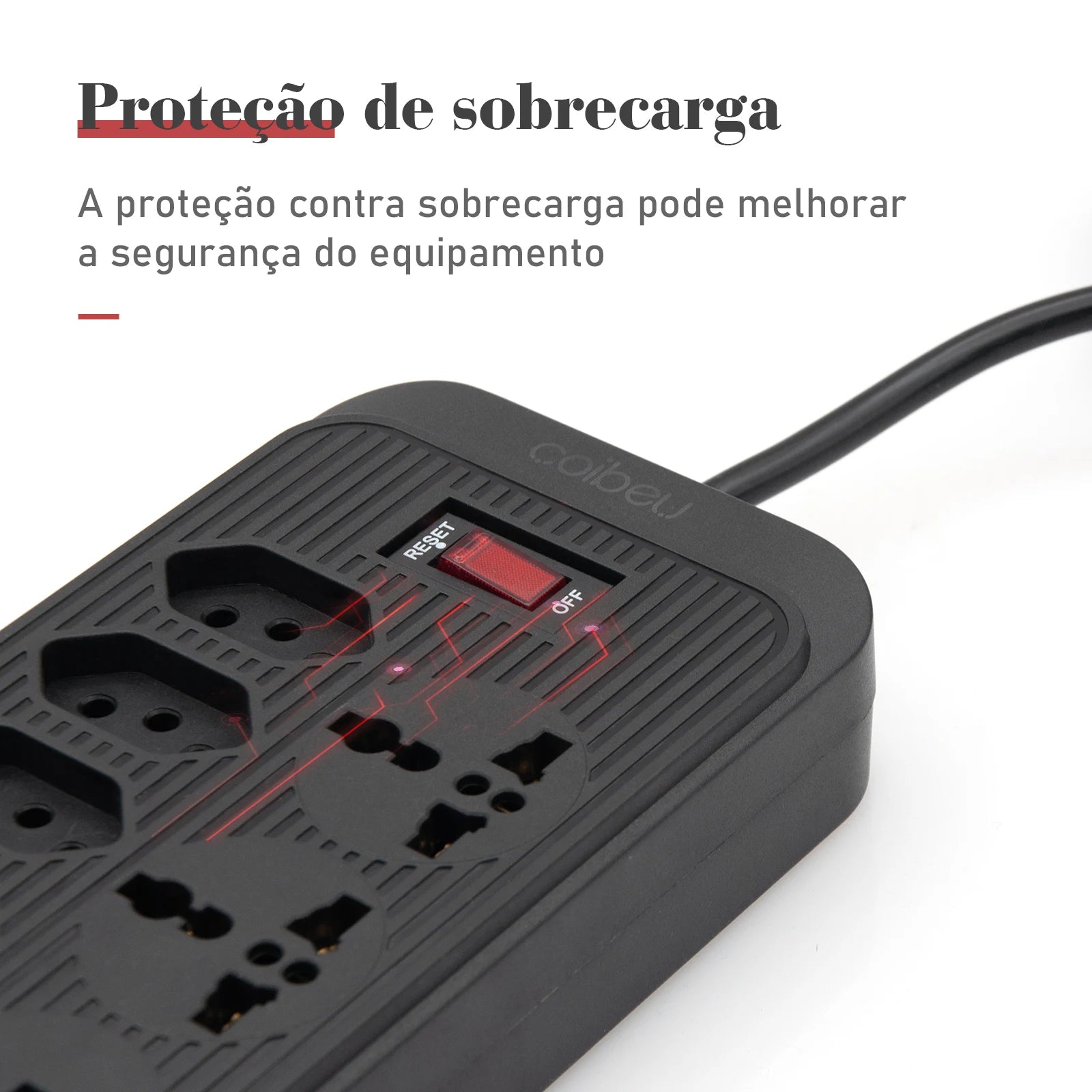  Extensão Tomada 5 Tomadas 2 USB Type-C Bivolt 195cm 2500W