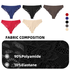 3PCS Women's Sexy Lingerie Panties Lace Plus Size Briefs Low Waist Underpants Intimates Seamless Briefs Silk Panty Women Tangas