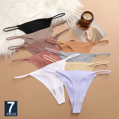 7 Peças / Conjunto de Lingerie Sexy - Tangas - Seda Gelada