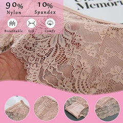 6/10PCS Plus Size Lace Cheeky Women Panties Floral Sexy Lingerie Cheeky High-Waist Briefs Women's Underwear Breathable Intimate