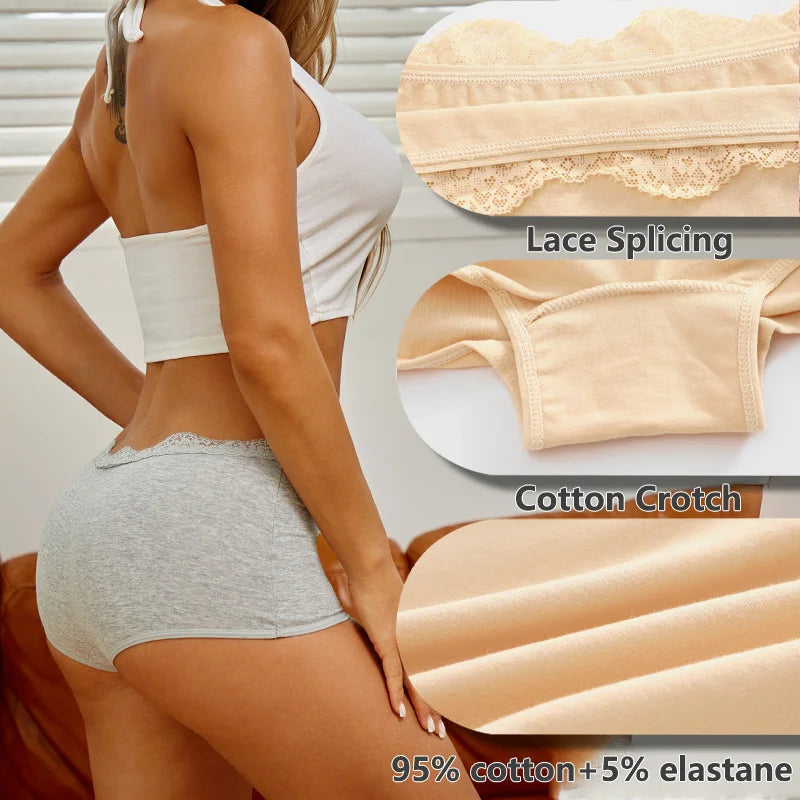 Calcinhas de Algodão Sem Costura - Renda Sexy - Boyshorts - Lingerie Feminina