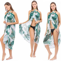 Saída de Praia Longa: Sarong Longo com Estampa para Biquíni - Tecido Chiffon Leve e Confortável - Ideal para Praia e Piscina!