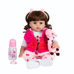 Boneca Baby Reborn 48cm Corpo de Silicone com Girafa, Pode Tomar Banho, Presente Perfeito para Crianças