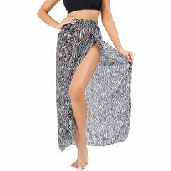 Saída de Praia Longa: Sarong Longo com Estampa para Biquíni - Tecido Chiffon Leve e Confortável - Ideal para Praia e Piscina!