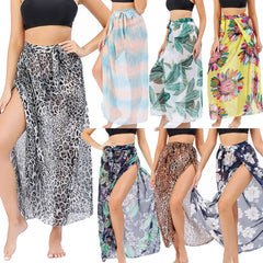 Saída de Praia Longa: Sarong Longo com Estampa para Biquíni - Tecido Chiffon Leve e Confortável - Ideal para Praia e Piscina!