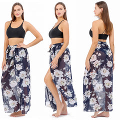 Saída de Praia Longa: Sarong Longo com Estampa para Biquíni - Tecido Chiffon Leve e Confortável - Ideal para Praia e Piscina!