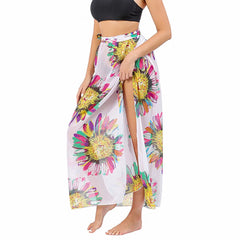 Saída de Praia Longa: Sarong Longo com Estampa para Biquíni - Tecido Chiffon Leve e Confortável - Ideal para Praia e Piscina!