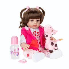 Boneca Baby Reborn 48cm Corpo de Silicone com Girafa, Pode Tomar Banho, Presente Perfeito para Crianças