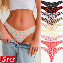 5 Peças / Conjunto de Tanga Ultrafina Seamless Coloridas