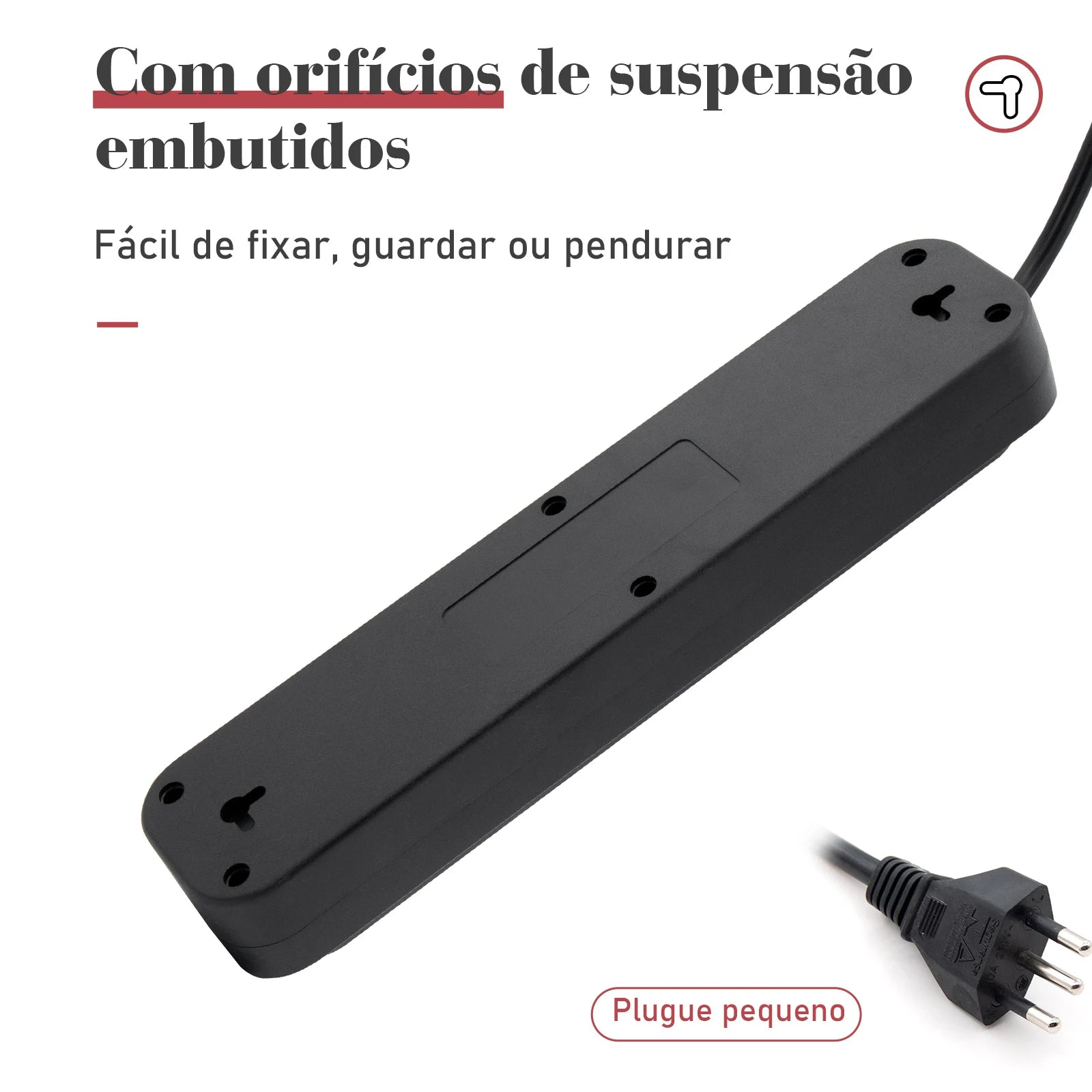 Extensão Tomada 4 Tomadas 3 USB Bivolt 2 Metros 2500W Segurança