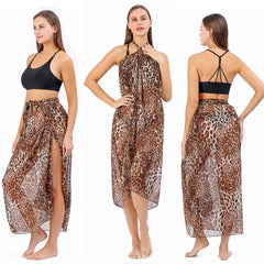 Saída de Praia Longa: Sarong Longo com Estampa para Biquíni - Tecido Chiffon Leve e Confortável - Ideal para Praia e Piscina!