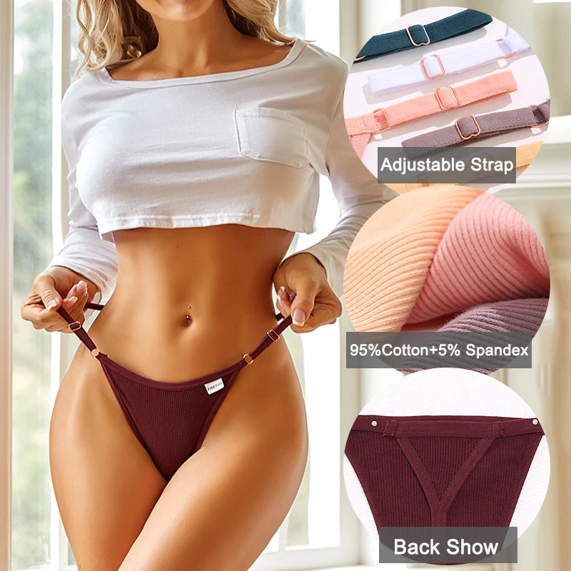 4 Peças / Conjunto Tangas de Algodão: Conforto e Estilo Sexy para Você