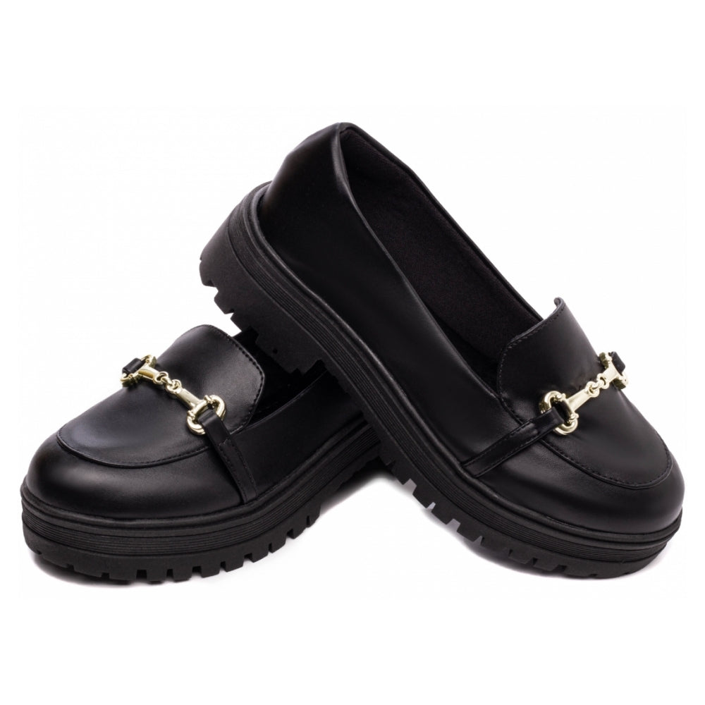 Mocassim Feminino Tratorado Napa Preto Elegância Conforto Autêntico