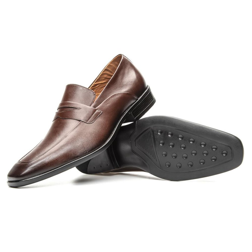 Mocassim Masculino Loafer Couro Marrom