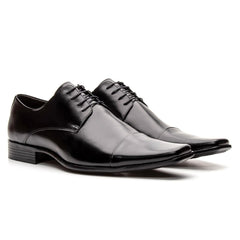 Sapato Social Derby Italiano em Couro Premium Preto e Marrom